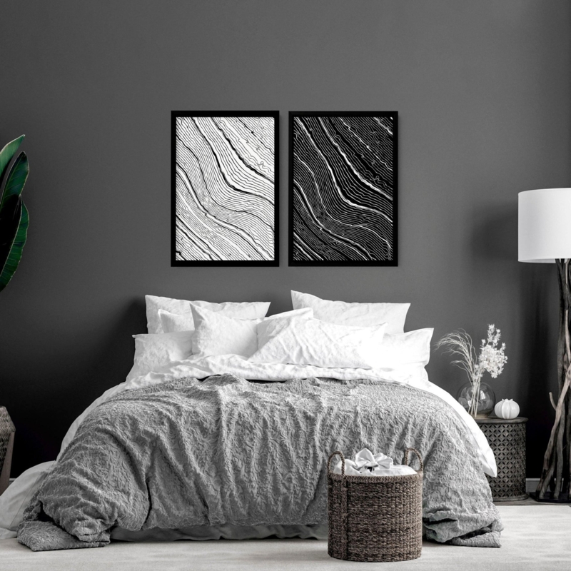 Set of 2 Wall Art: Minimalist Abstract Line Art for Bedroom Decor
