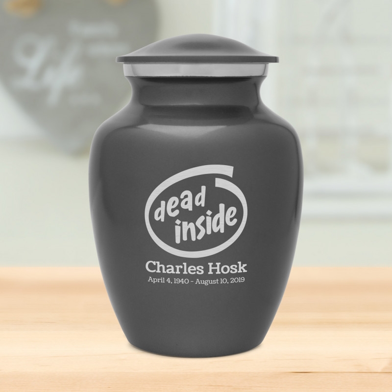 Sharing Urn: Gunmetal Gray with Humorous Engraving