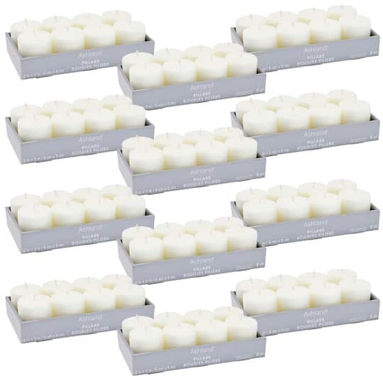 Small Pillar Candles: Bulk Value Pack of Short Matte White Wax