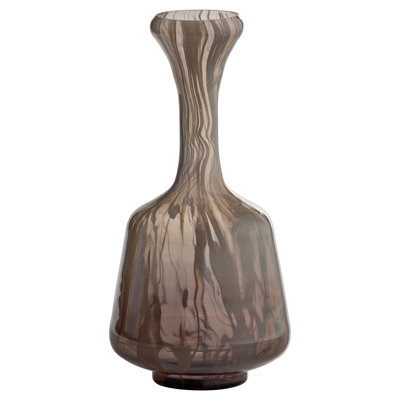 Smoky Marbled Glass Table Vase Elongated Silhouette