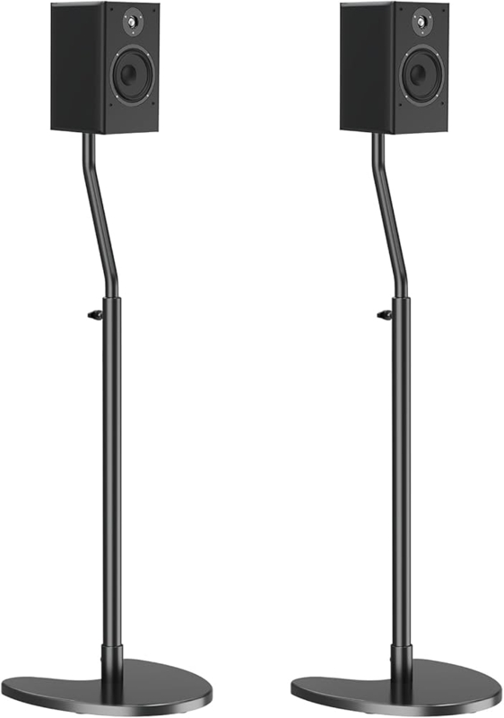 Speaker Stand Pair Curved Neck Height Adjustable Slender Profile