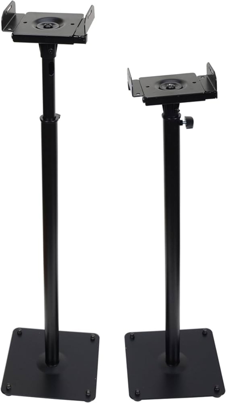 Speaker Stand Pair Side Clamping Adjustable Height Matte Black Mounts