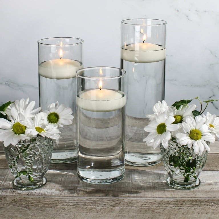 Staggered Cylinder Vases Set Varying Heights Floating Candle Decor