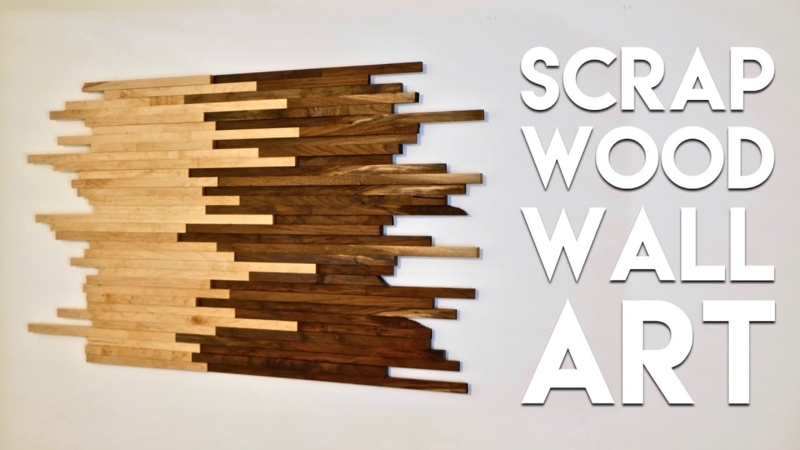 Staggered Wood Slat Wall Art Two-Tone Walnut Maple Sculpture