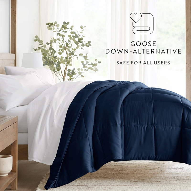 Stone Gray Comforter Box Stitch Quilted Down Alternative Set