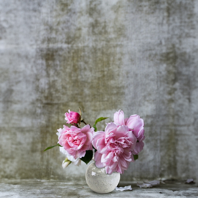 Stone-Like Bud Vase: Small Spherical Urn, Distressed Pitted Finish