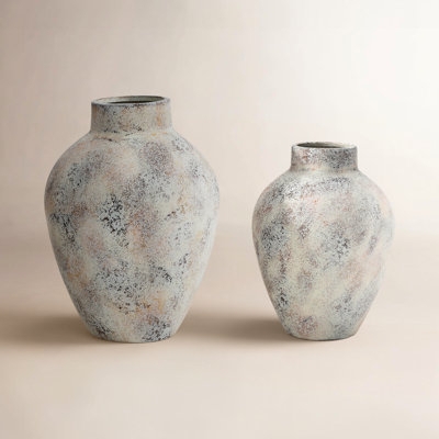 Stoneware Vase Set: Mottled Wabi-Sabi Finish in Graduated Sizes