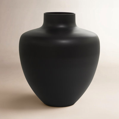 Table Vase Bulbous Silhouette Glass Like Matte Black Modern Decor