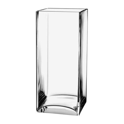 Table Vase Clear Glass Rectangular Weighted Base Minimalist