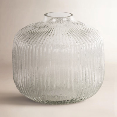 Table Vase Clear Vertical Ribbing Minimalist Textured Table Vase
