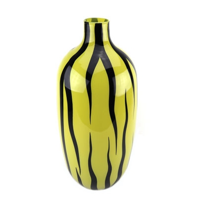 Table Vase Contemporary Animal Print Vase, Zebra Motif, Black Contrast