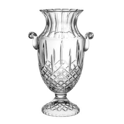 Table Vase Diamond Cut Pattern Traditional Crystal Amphora
