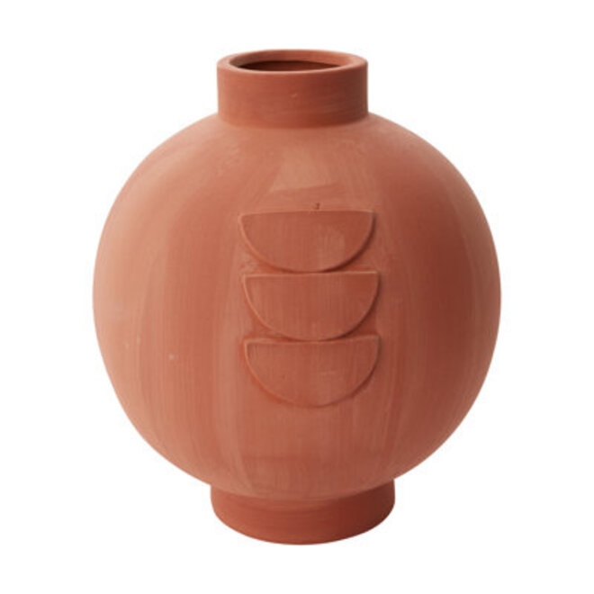 Table Vase Half Moon Relief Spherical Terracotta Matte Finish