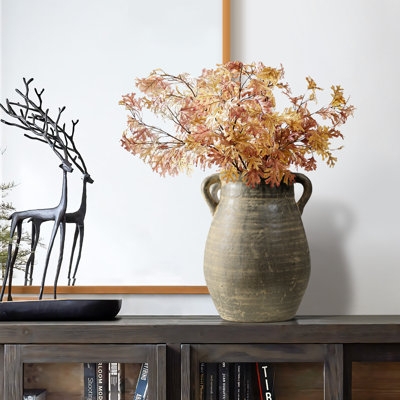 Table Vase in Weathered Terracotta with Dual Handles for Farmhouse Styling