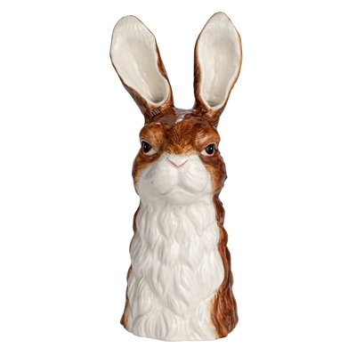 Table Vase Rabbit Shape Stoneware with Hollow Ears Whimsical Decor