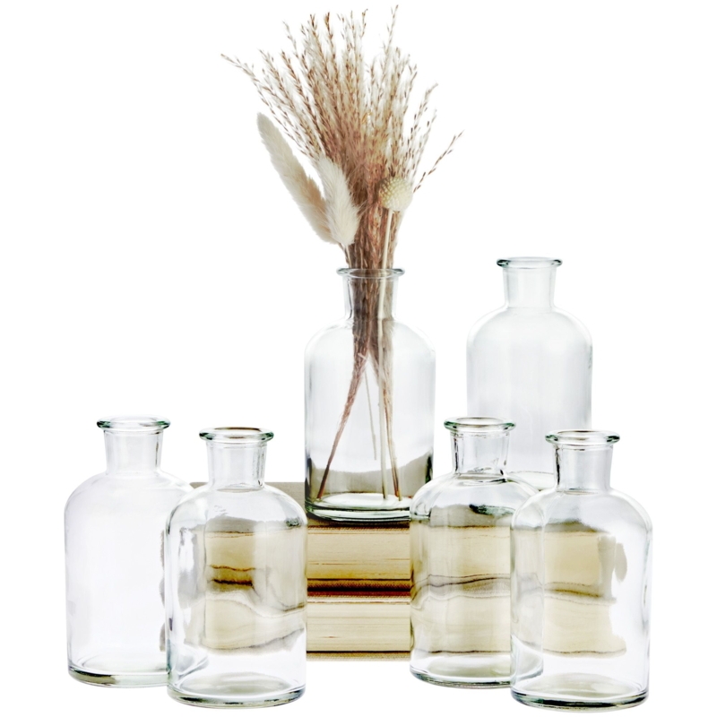 Table Vase Set: Clear Glass Apothecary Neck with Flared Rims
