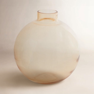 Table Vase Spherical Body Amber Glass Retro Mid-Century Decor