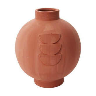Table Vase: Terracotta Matte Globular Embossed Half-Moon Motif (64 chars)