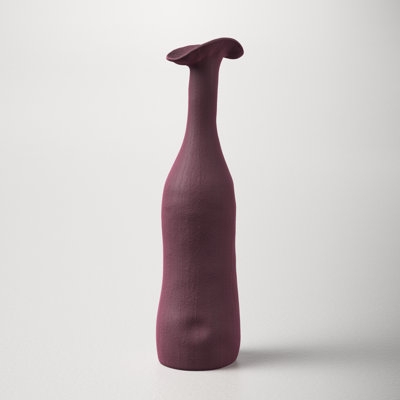 Table Vase Wavy Rim Plum Hue Tall Plum Ceramic Vase