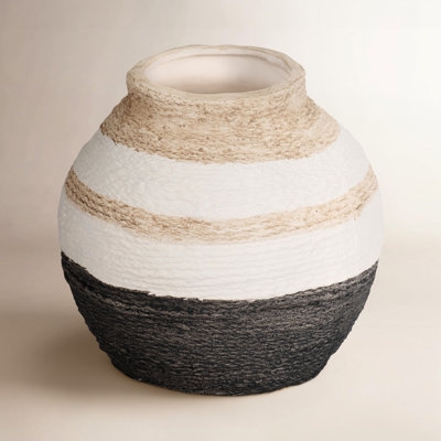 Table Vase Woven Texture Tri-Color Stripes Boho Textured Table Vase