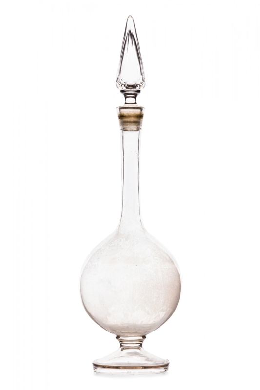Tall Apothecary Jar with Long Neck, Faceted Stopper, Victorian Glass.