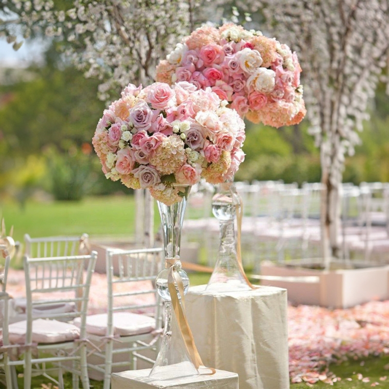 Tall Reversible Trumpet Vase, Clear Glass Outdoor Ceremony Decor