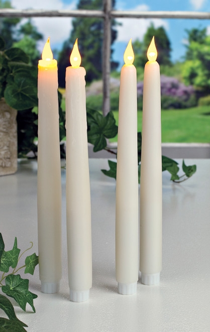 Taper Candle Dripped Detail Wax Like Finish Flickering LED Off White