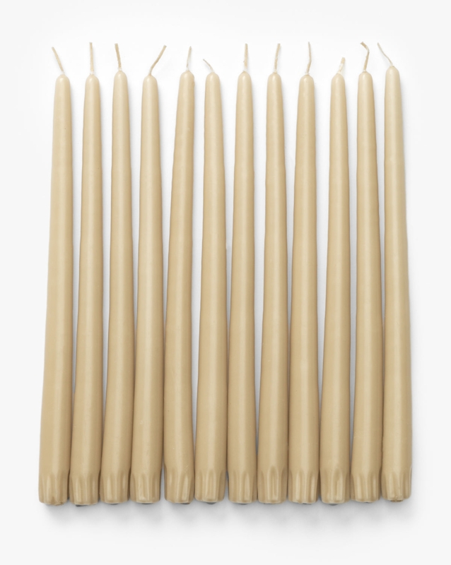 Taper Candles Antique Beige Fluted Base Set of 12 Traditional