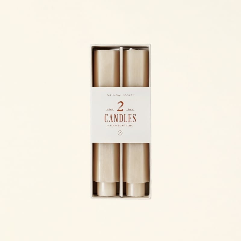 Taper Candles: Cream Matte Wax with Unique Hexagonal Shape Base