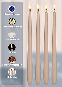 Taper Candles Dripless Tall 8-Hour Burn Sahara Beige Set