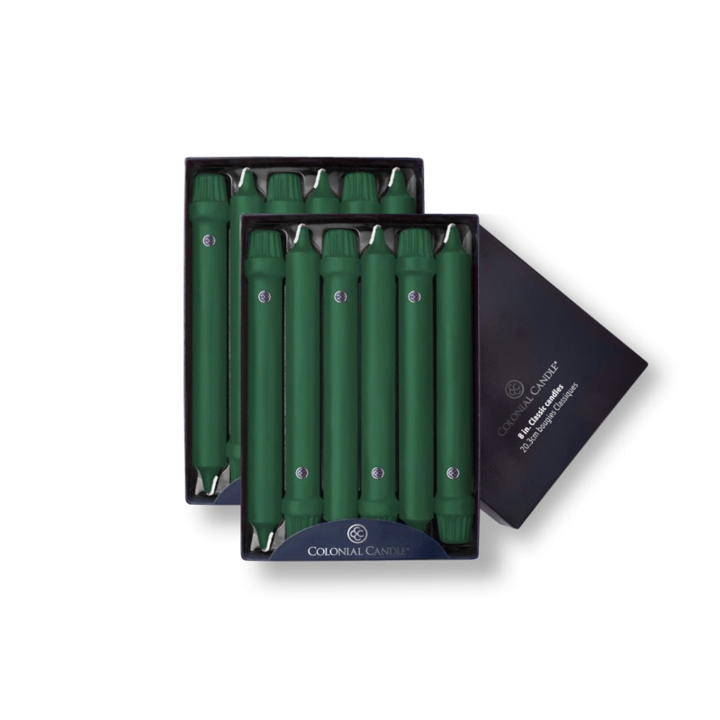 Taper Candles Evergreen Fluted Base Festive Set