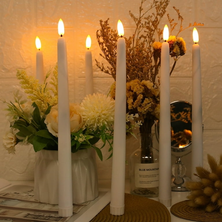 Taper Candles Flameless Ribbed Base for Cottagecore Mantle Decor Ideas