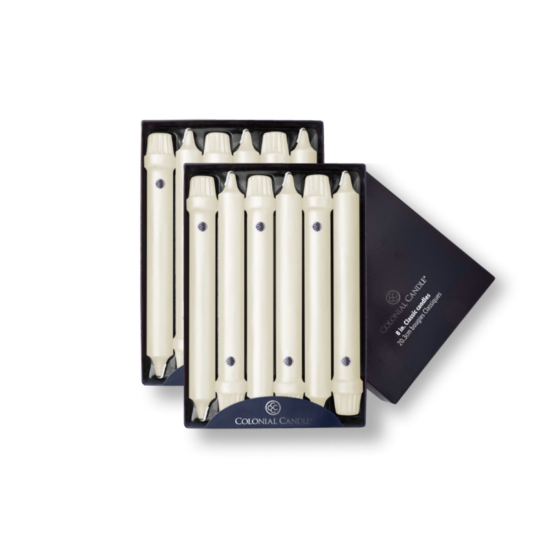 Taper Candles Ivory Ribbed Base Classic Traditional