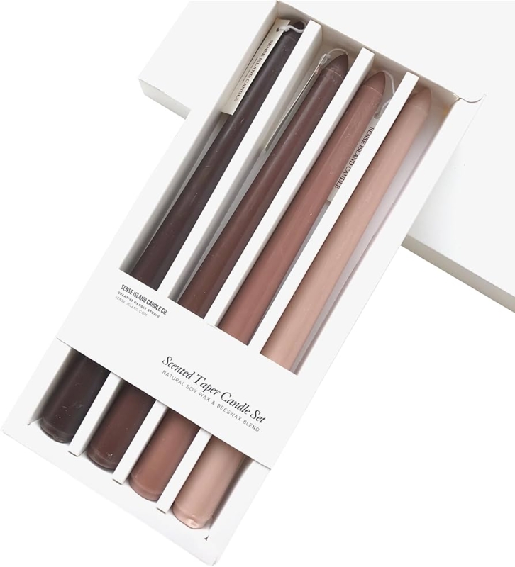 Taper Candles Ombre Brown Palette Set of 4 Pointed Tip Modern
