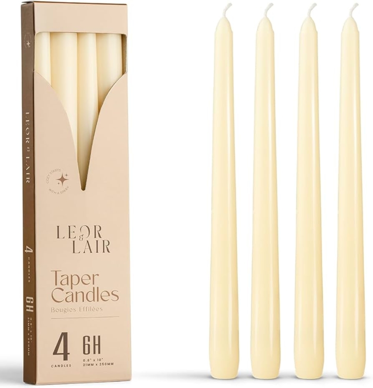 Taper Candles with Six Hour Burn Time and Smooth Matte Finish