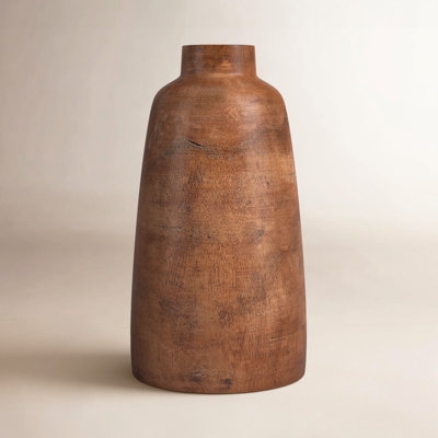 Tapered Wood-Toned Vase with Natural Grain | Organic Modern Vessel
