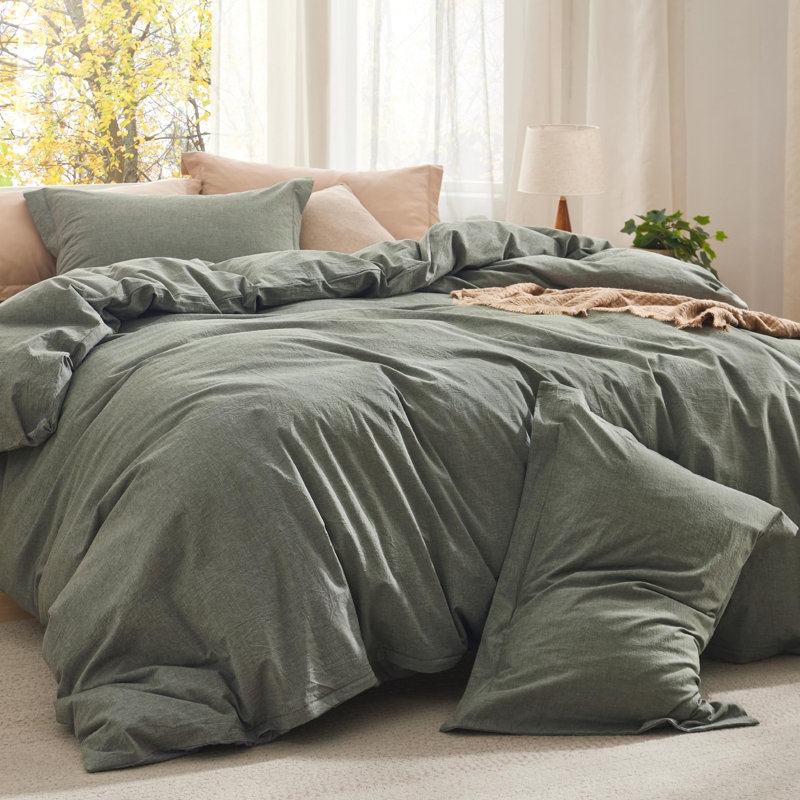 Taupe Pre-Washed Crinkle Texture Cotton Comforter Set