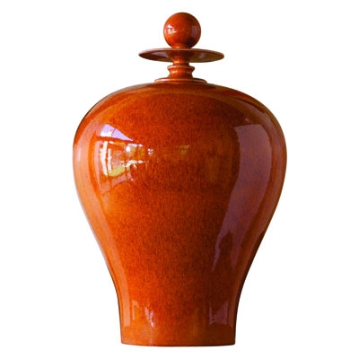 Temple Jar Mottled Finish Ball Finial, Glossy Ceramic Traditional.