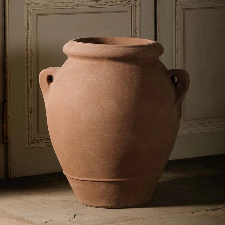 Terracotta Urn Olive Jar Silhouette Wide Rim Rustic Matte