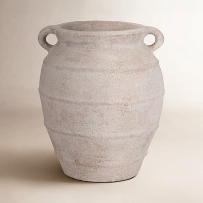 Terracotta Vase Double Handles Distressed Ivory Vase Styling