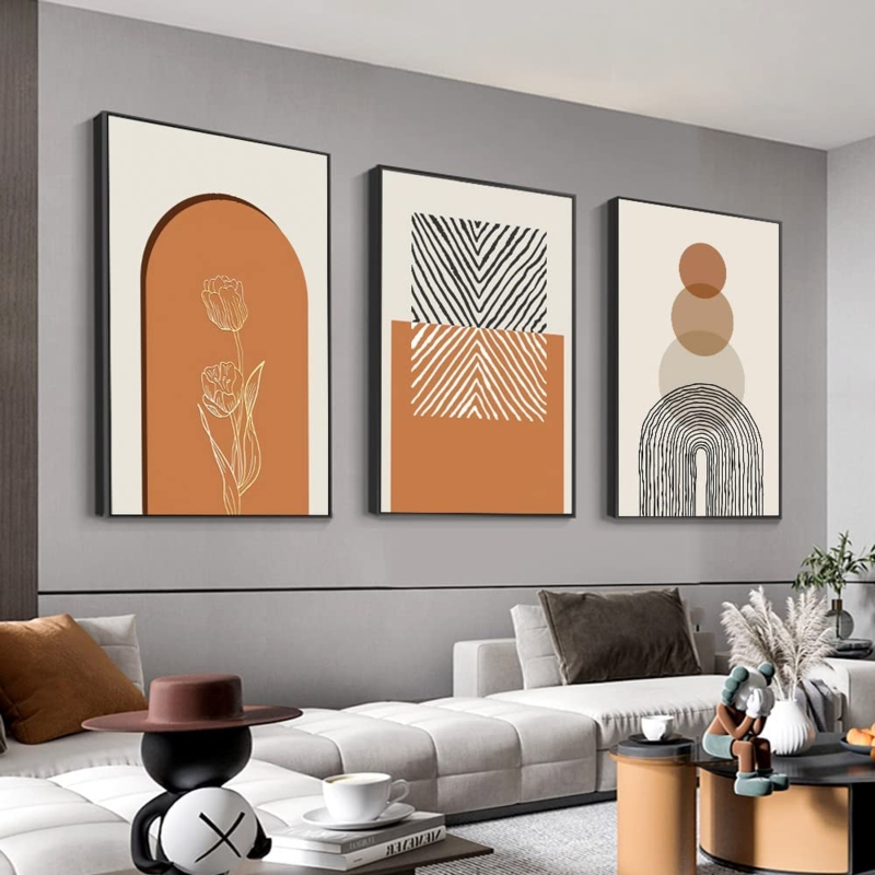 Terracotta Wall Art Set Boho Botanical Triptych, Modern Desert Style Decor