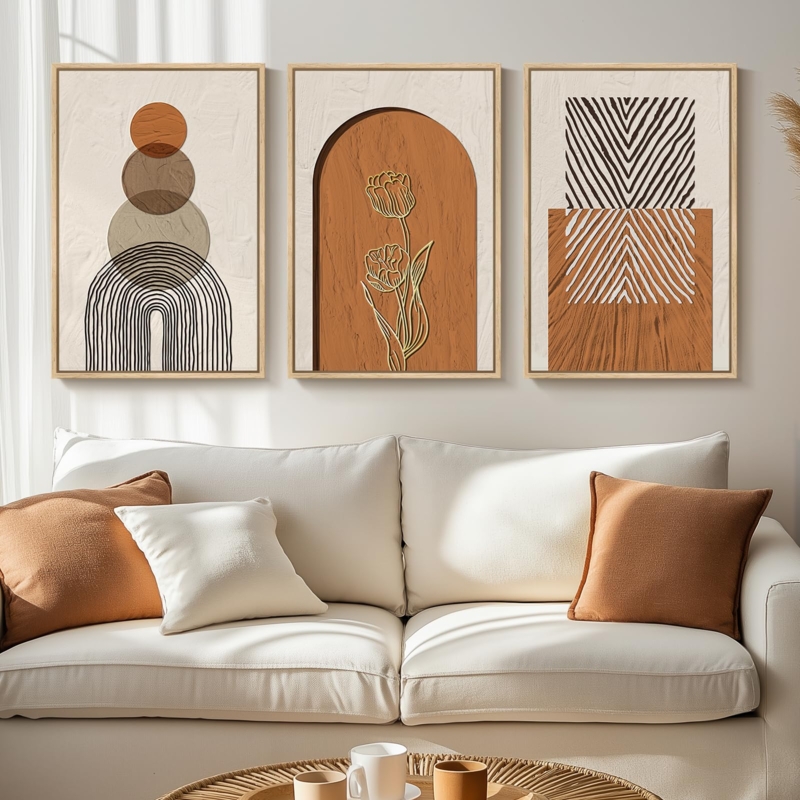 Textured Geometric Wall Decor Ideas, Plaster Arched Floral Motif