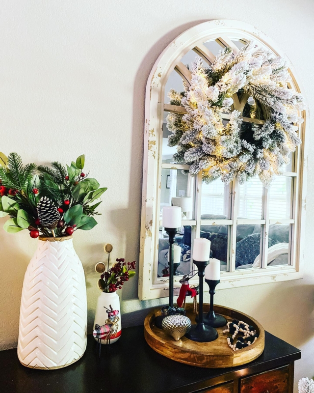 Textured Herringbone Vase Holiday Decor: Large Scale Ceramic.