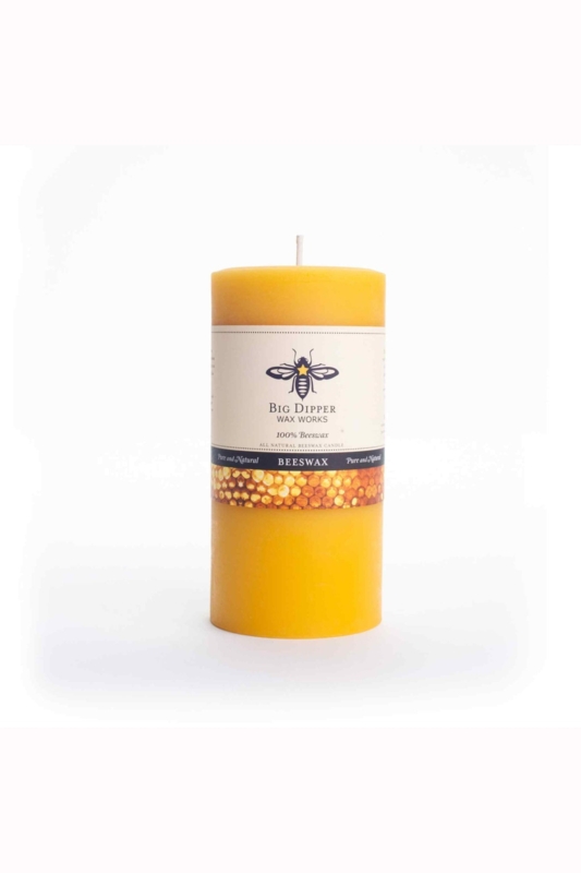 Thick Pillar Candle with Honeycomb Label, Organic Modern Style