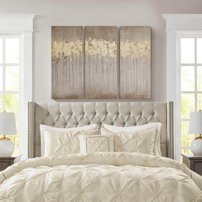 Three-Piece Wall Art Triptych Textured Gold Foil Accents