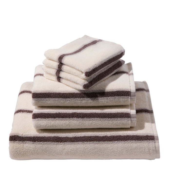 Towel Set as Three-Piece Stack, Nautical Blue Striped Cotton Terry