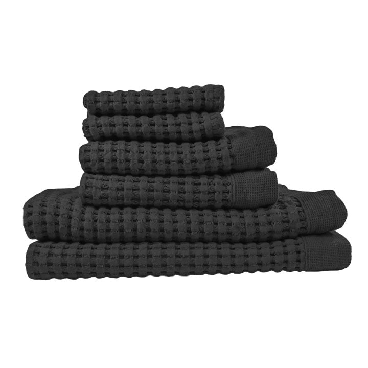 Towel Set, Charcoal Gray Waffle Weave for Textured Bath Linens