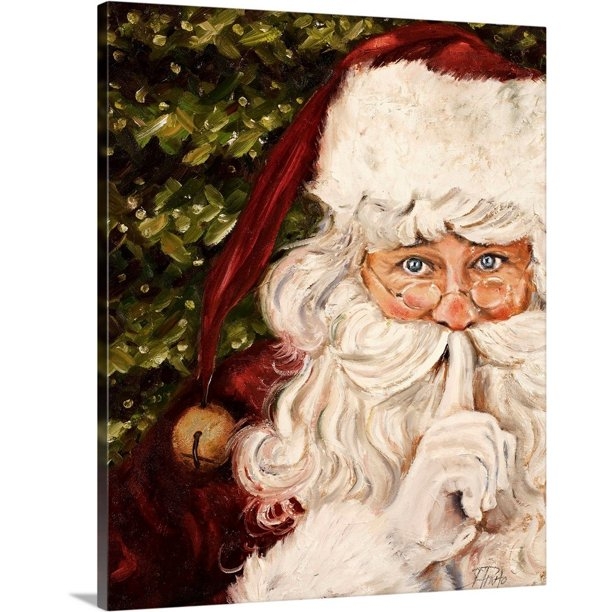 Traditional Canvas Wall Art: "Secret Santa" Portrait in Impasto Style