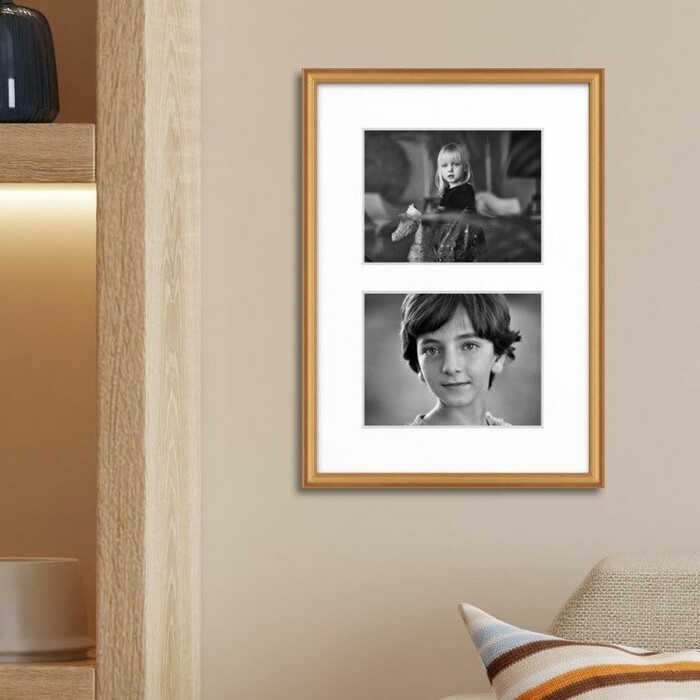 Traditional Gold Collage Picture Frame with Two Window Layout