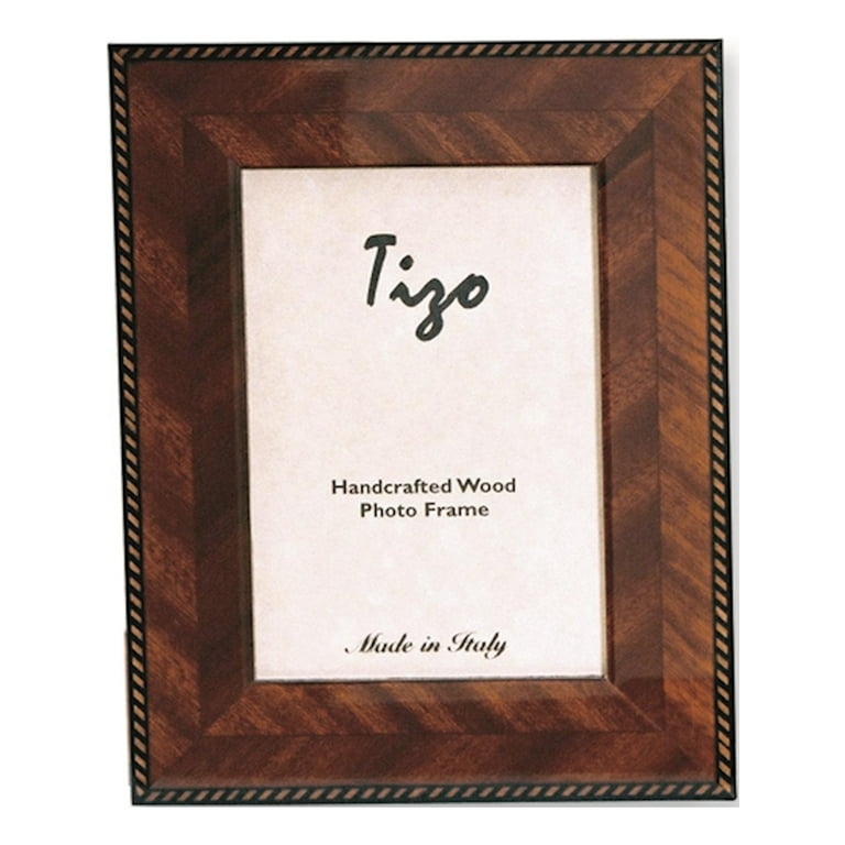 Traditional Wood Marquetry Photo Frame with Decorative Rope Border